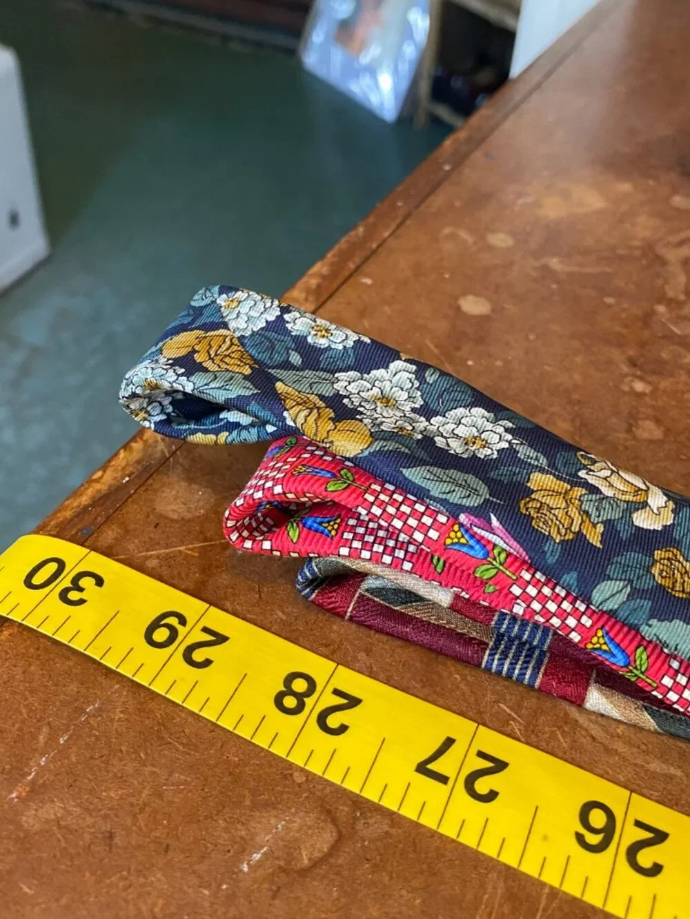 LOT of THREE Ties Lands End Silk Flowers Tulips Paisley Vintage Tie Made in USA